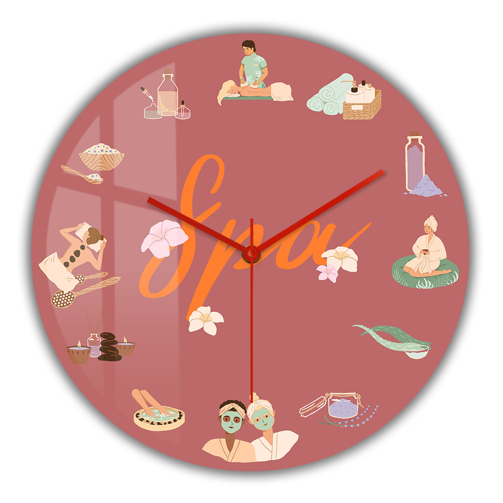 Spa Wellness And Beauty - Orologio da Parete Silenzioso al Quarzo